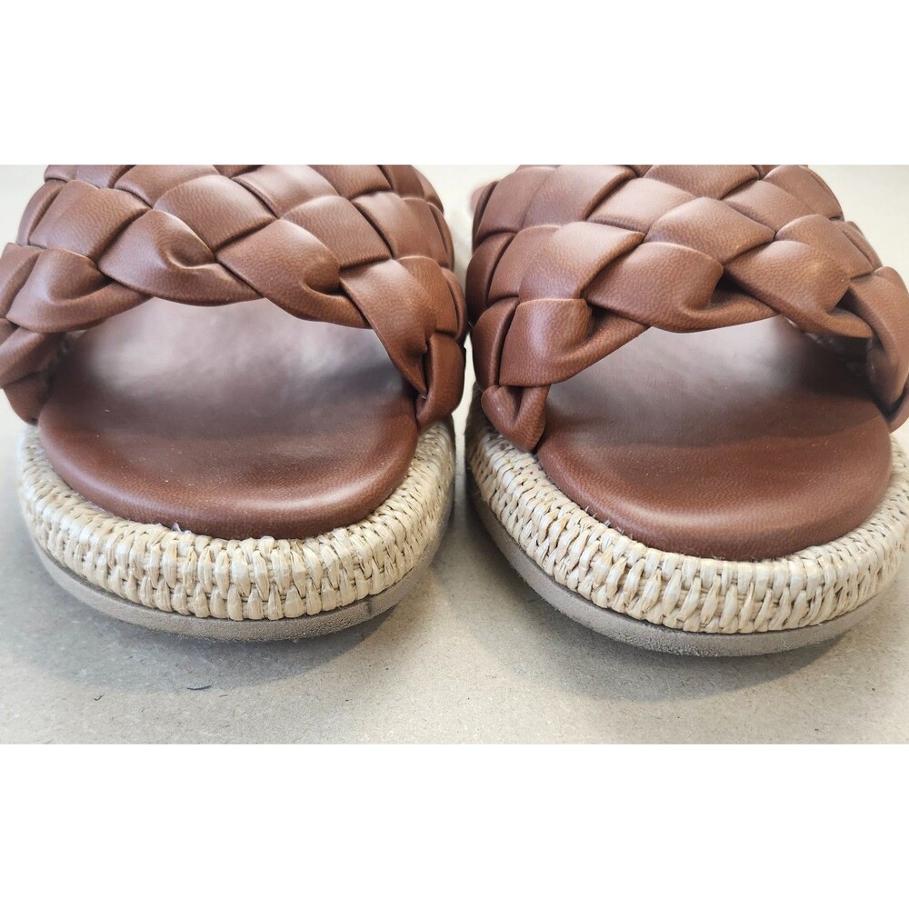 🔥 Seychelles Bellissima Braided Slide Sandal Brown Leather with Raffia Size 6 - Picture 5 of 6